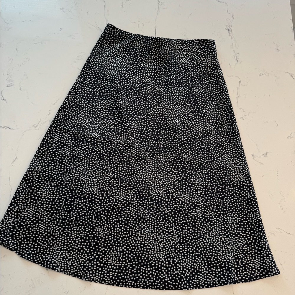 Premise Black and White Dotted Midi Skirt